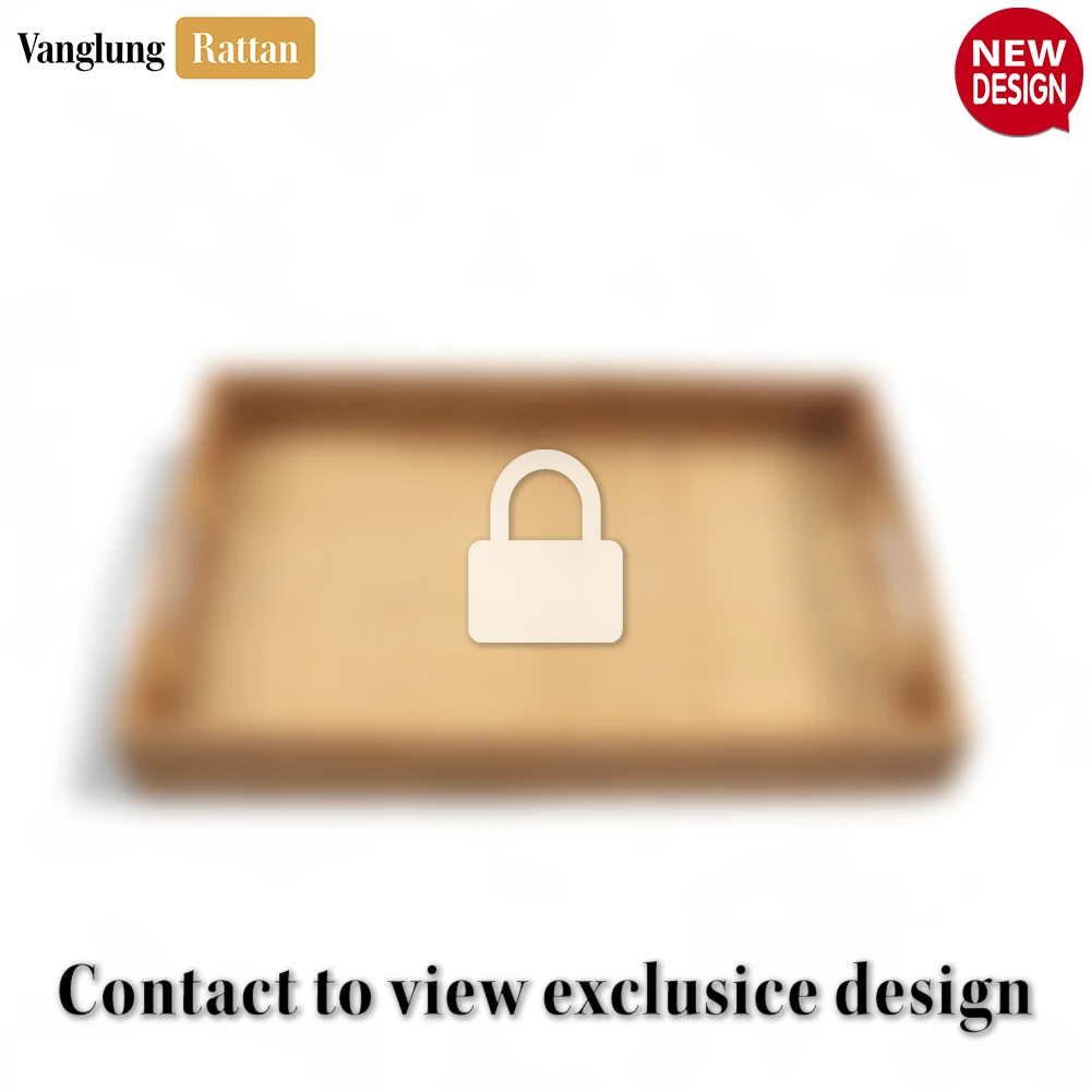 Rattan Export Intrecciato a mano verde naturale bambù rattan manici vassoio da servizio con fine intreccio - REX-STCN013003KA