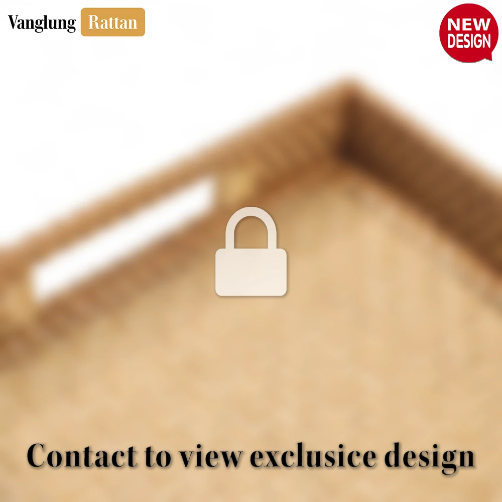 Rattan Export Intrecciato a mano verde naturale bambù rattan manici vassoio da servizio con fine intreccio - REX-STCN013003KA