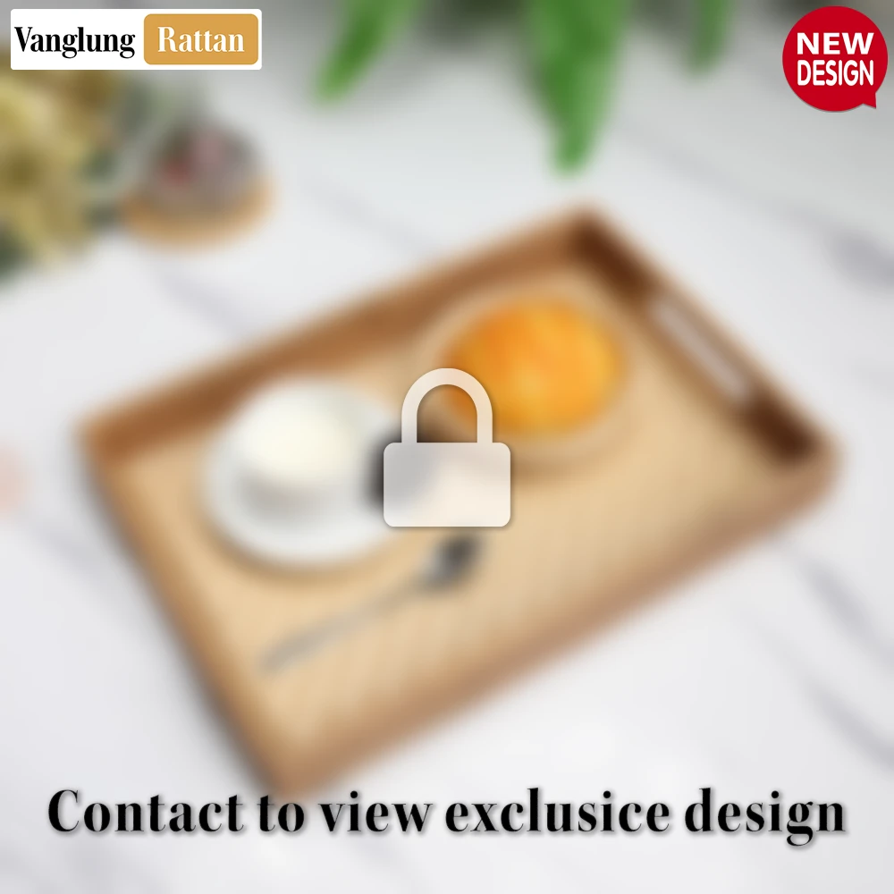 Rattan Export Handwoven Green Natural Bamboo Rattan Handles Serving Tray with Fine Weave - REX-STCN013003K
