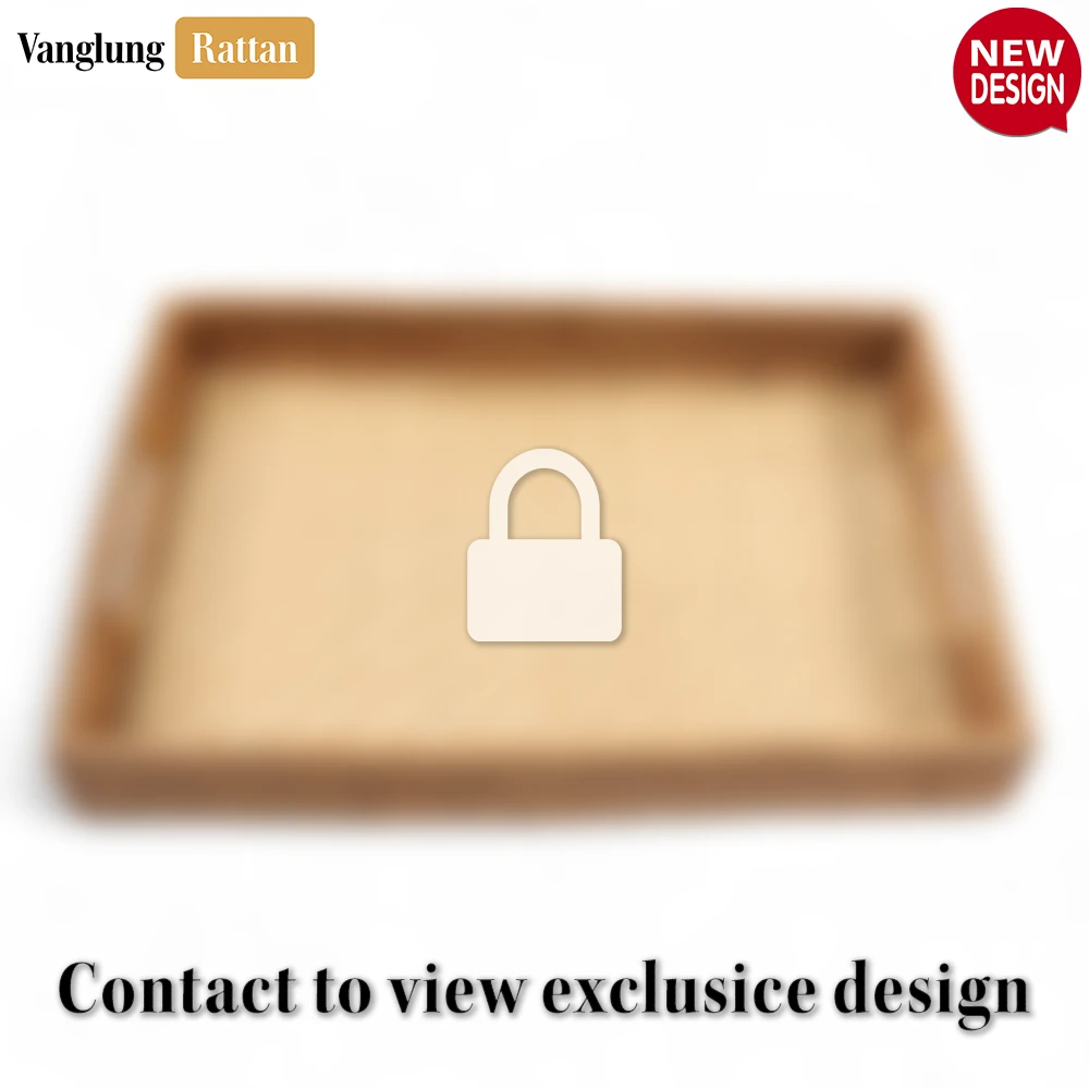 Rattan Export Handwoven Green Natural Bamboo Rattan Handles Serving Tray with Fine Weave - REX-STCN013003K