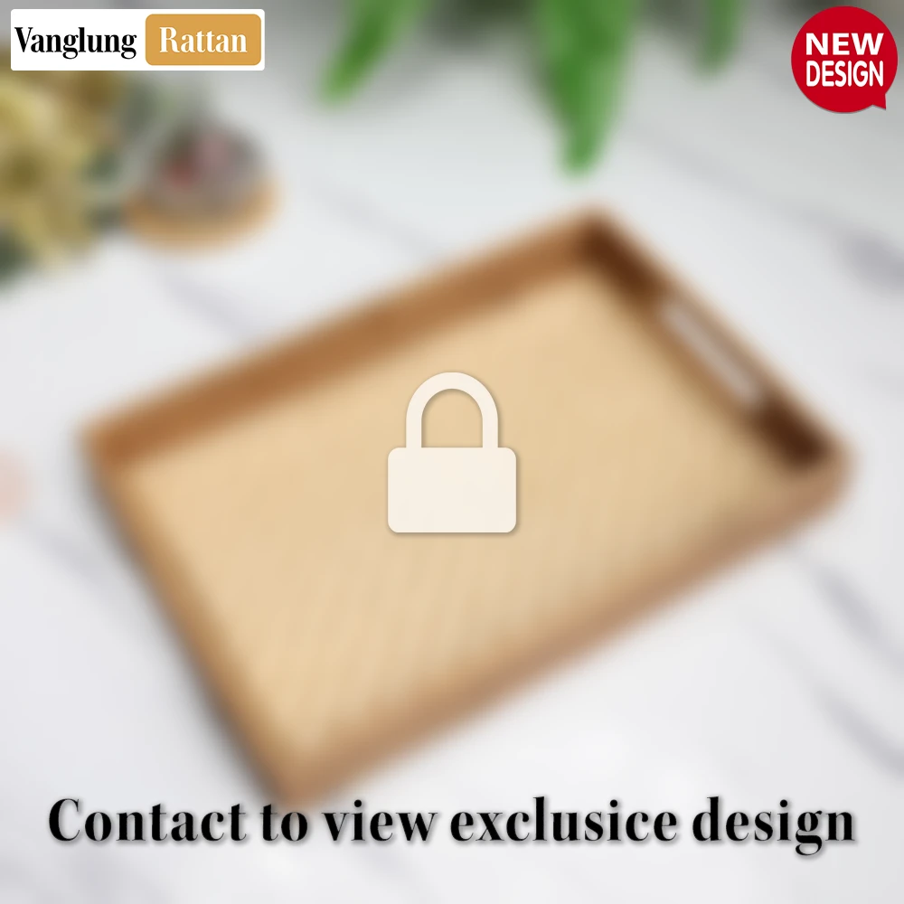 Rattan Export Handwoven Green Natural Bamboo Rattan Handles Serving Tray with Fine Weave - REX-STCN013003K