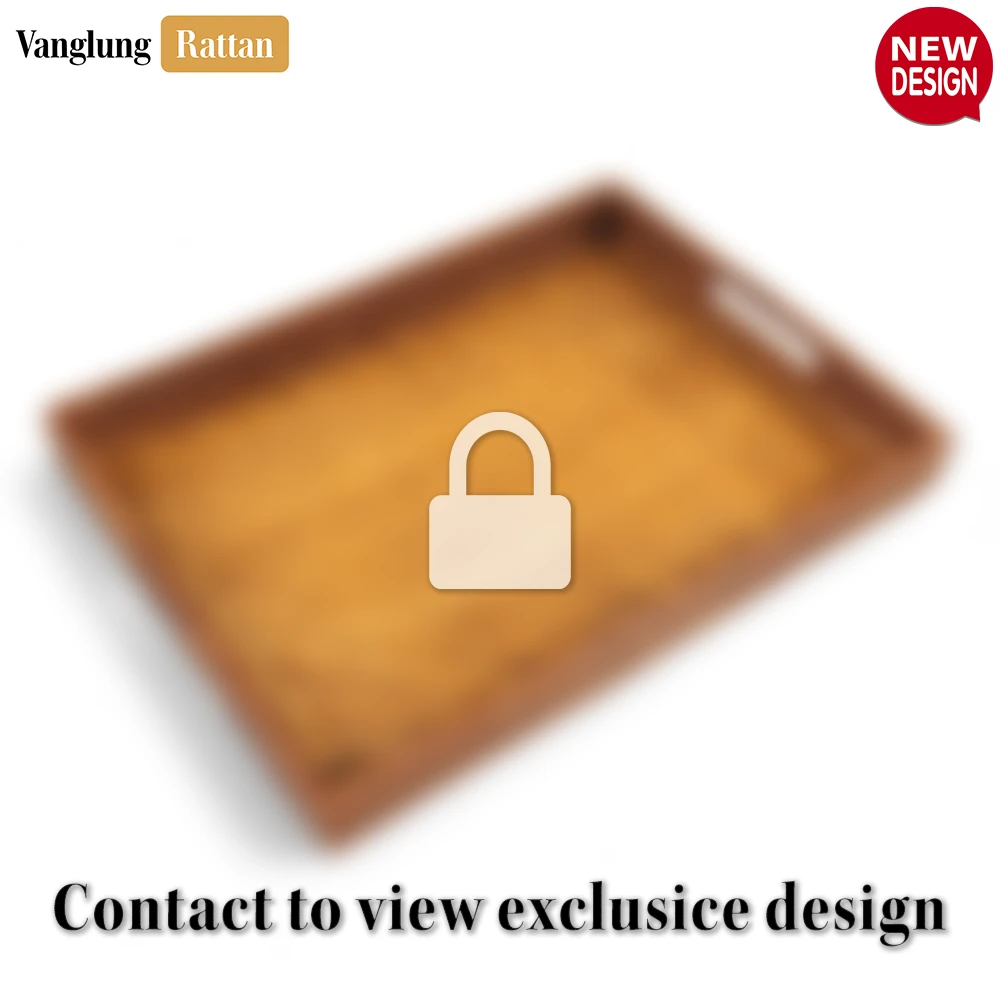 Rattan Export Handwoven Honey Brown Bamboo Rattan Handles Serving Tray with Fine Weave - REX-STCN013003HB