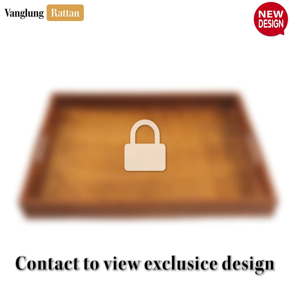 Rattan Export Handwoven Honey Brown Bamboo Rattan Handles Serving Tray with Fine Weave - REX-STCN013003HB