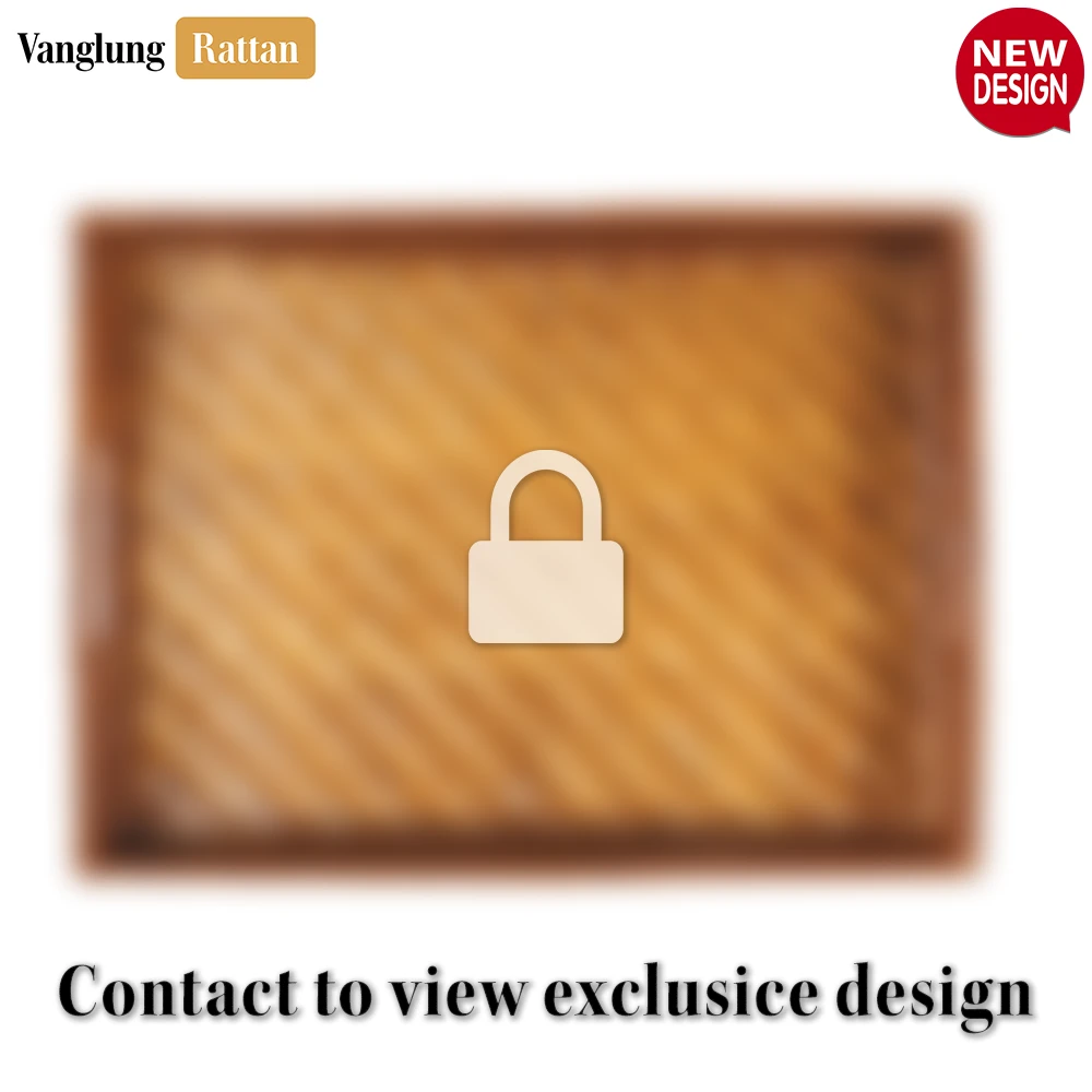Rattan Export Handwoven Honey Brown Bamboo Rattan Handles Serving Tray with Fine Weave - REX-STCN013003HB