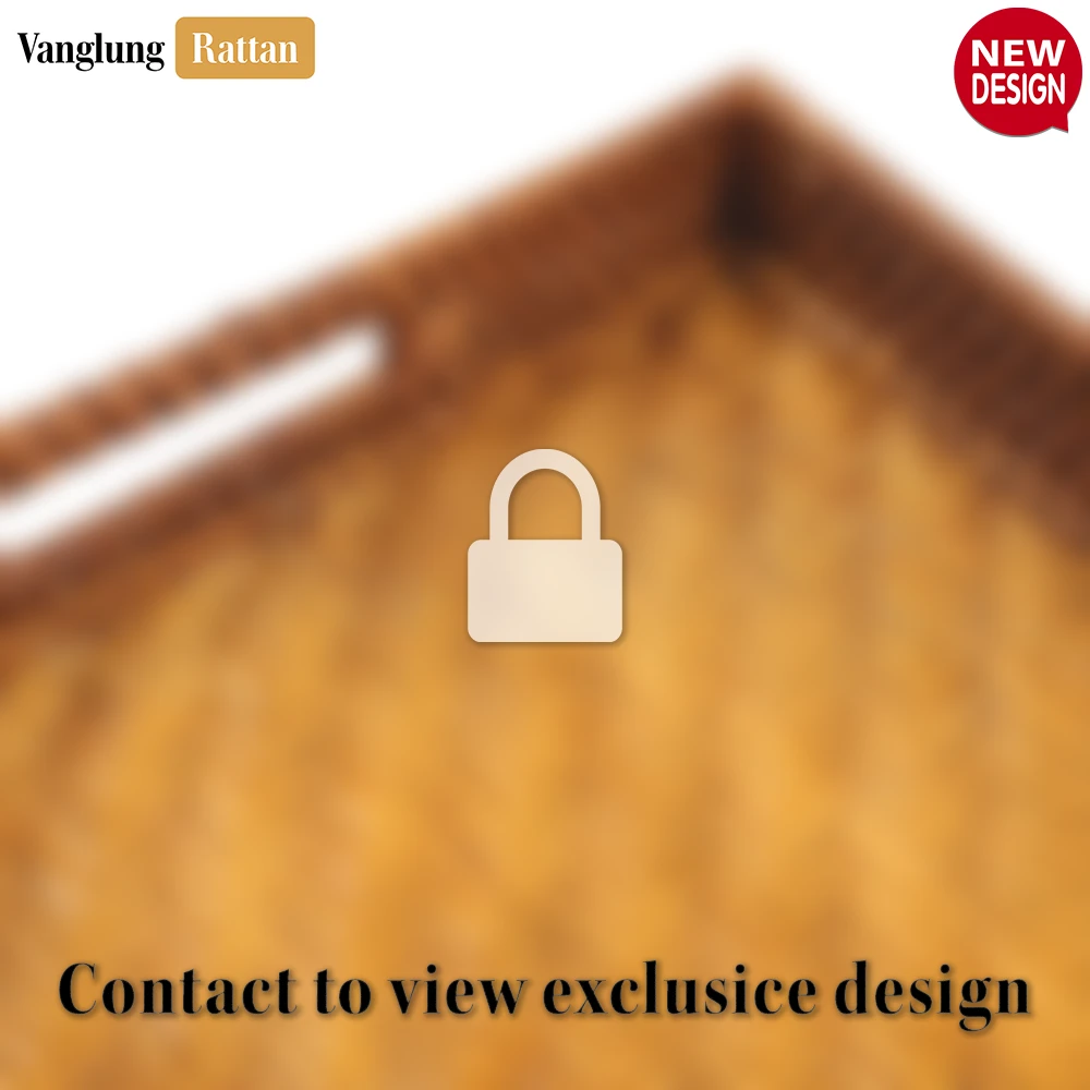 Rattan Export Handwoven Honey Brown Bamboo Rattan Handles Serving Tray with Fine Weave - REX-STCN013003HB