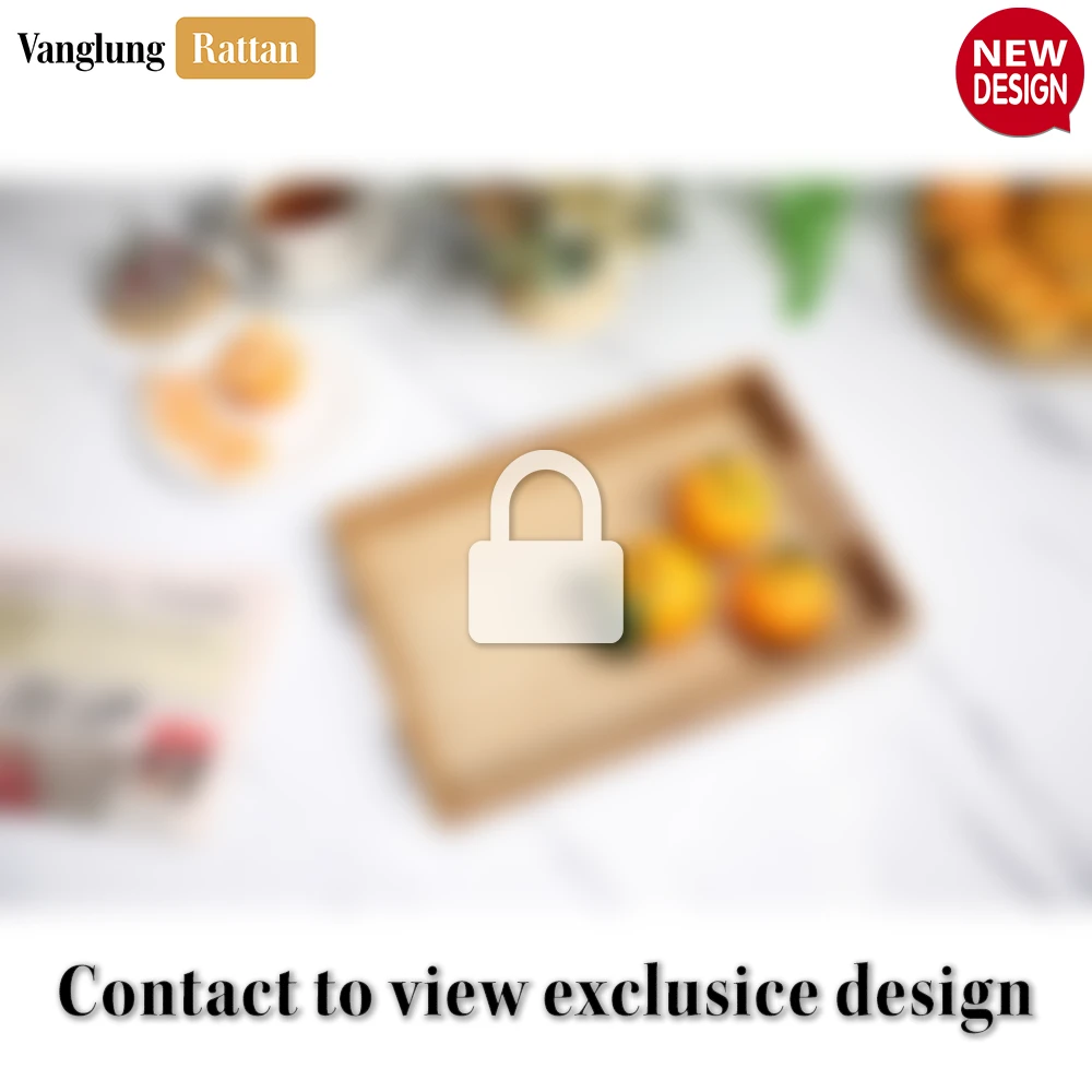Rattan Export Handwoven Light Brown Bamboo Rattan Handles Serving Tray with Fine Weave - REX-STCN013003