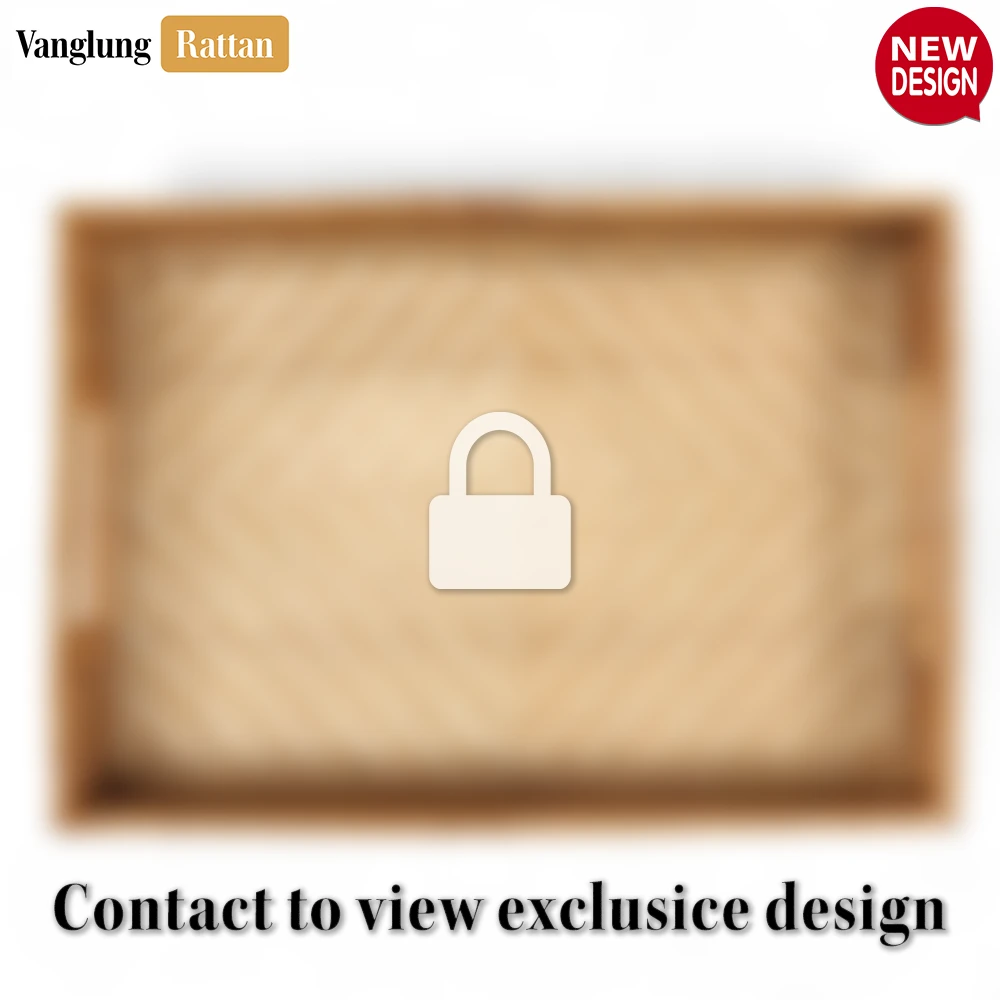 Rattan Export Handwoven Light Brown Bamboo Rattan Handles Serving Tray with Fine Weave - REX-STCN013003