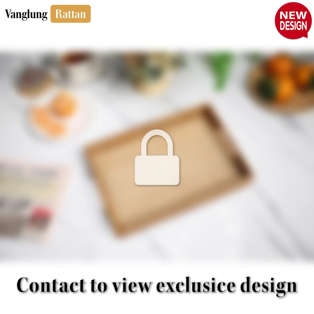 Rattan Export Handwoven Light Brown Bamboo Rattan Handles Serving Tray with Fine Weave - REX-STCN013003