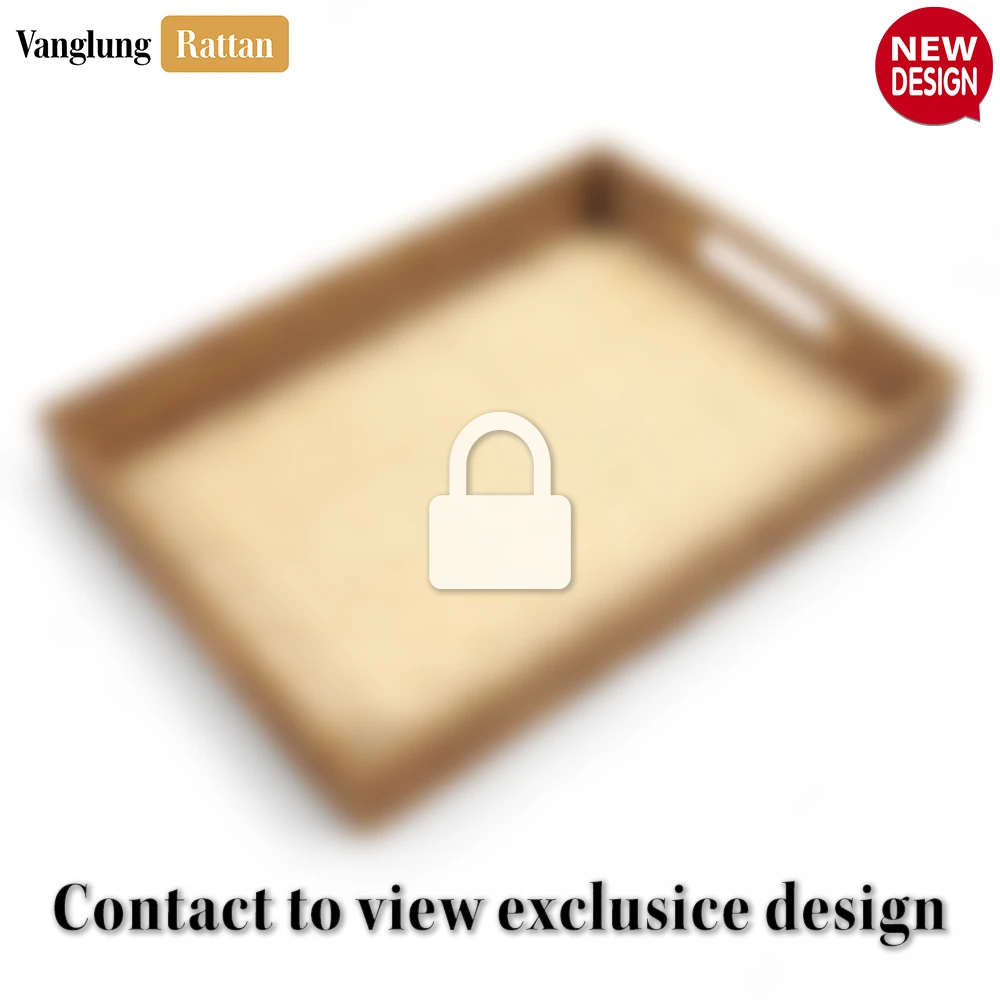 Rattan Export Natural Rectangular Bamboo Rattan Handles Serving Tray with Intricate Labyrinth Weave - REX-STCN013002RE