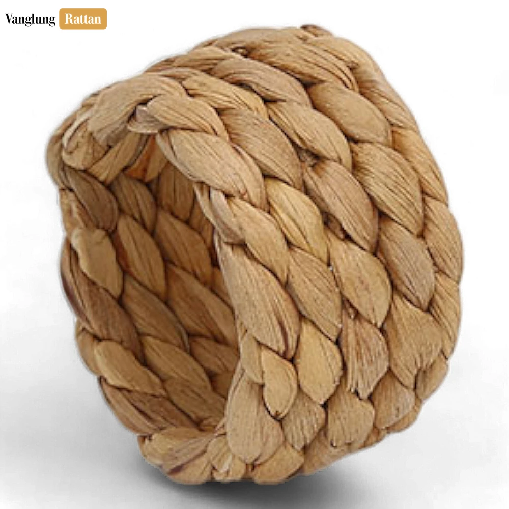 Rattan Export Handmade Green Chunky Braid Water Hyacinth Napkin Ring - REX-TW081001