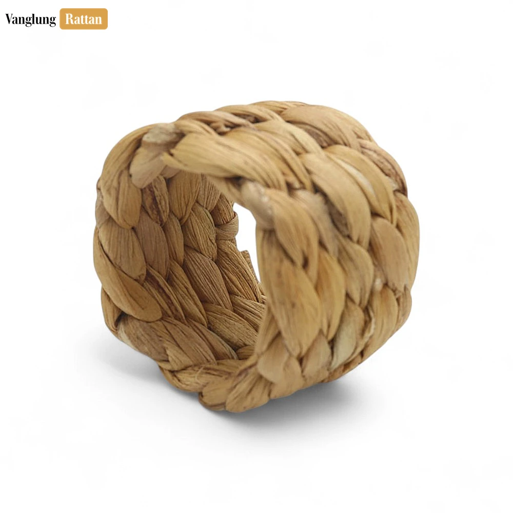 Rattan Export Handmade Green Chunky Braid Water Hyacinth Napkin Ring - REX-TW081001