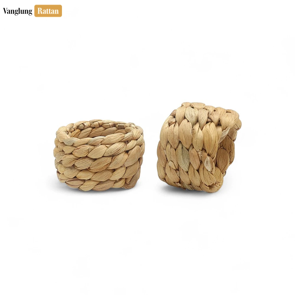 Rattan Export Handmade Green Chunky Braid Water Hyacinth Napkin Ring - REX-TW081001