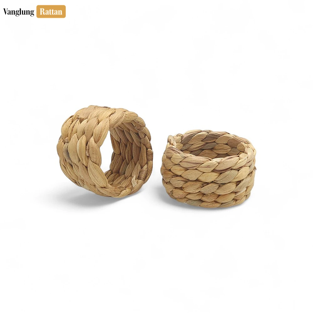 Rattan Export Handmade Green Chunky Braid Water Hyacinth Napkin Ring - REX-TW081001