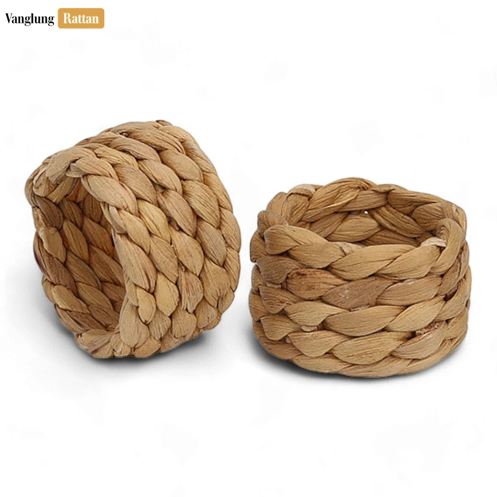 Rattan Export Handmade Green Chunky Braid Water Hyacinth Napkin Ring - REX-TW081001