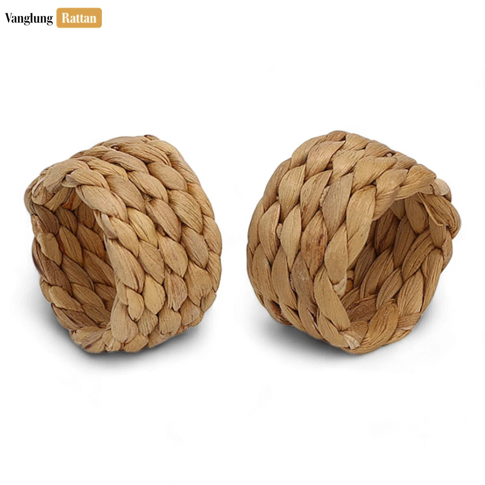 Rattan Export Handmade Green Chunky Braid Water Hyacinth Napkin Ring - REX-TW081001