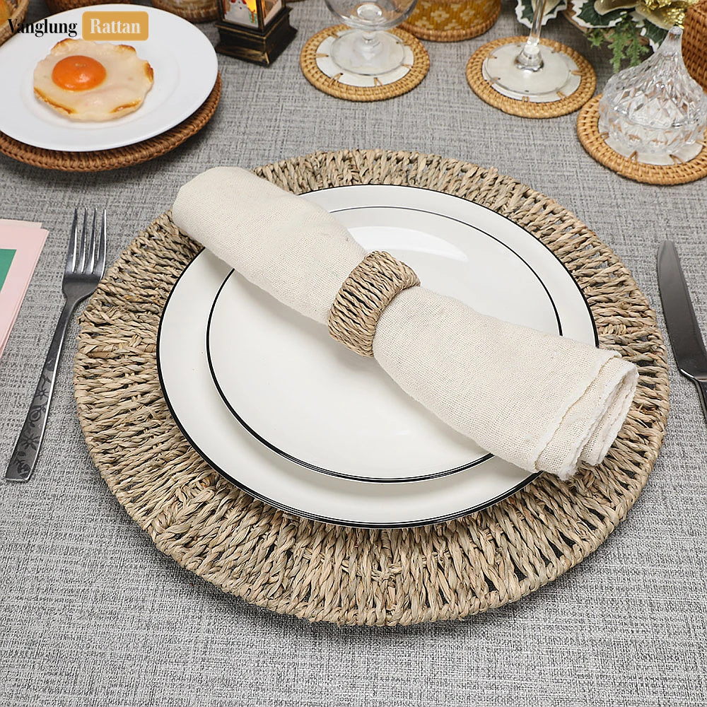 Rattan Export Handmade Natural Coastal Rope Weave Seagrass Napkin Ring - REX-TW071001