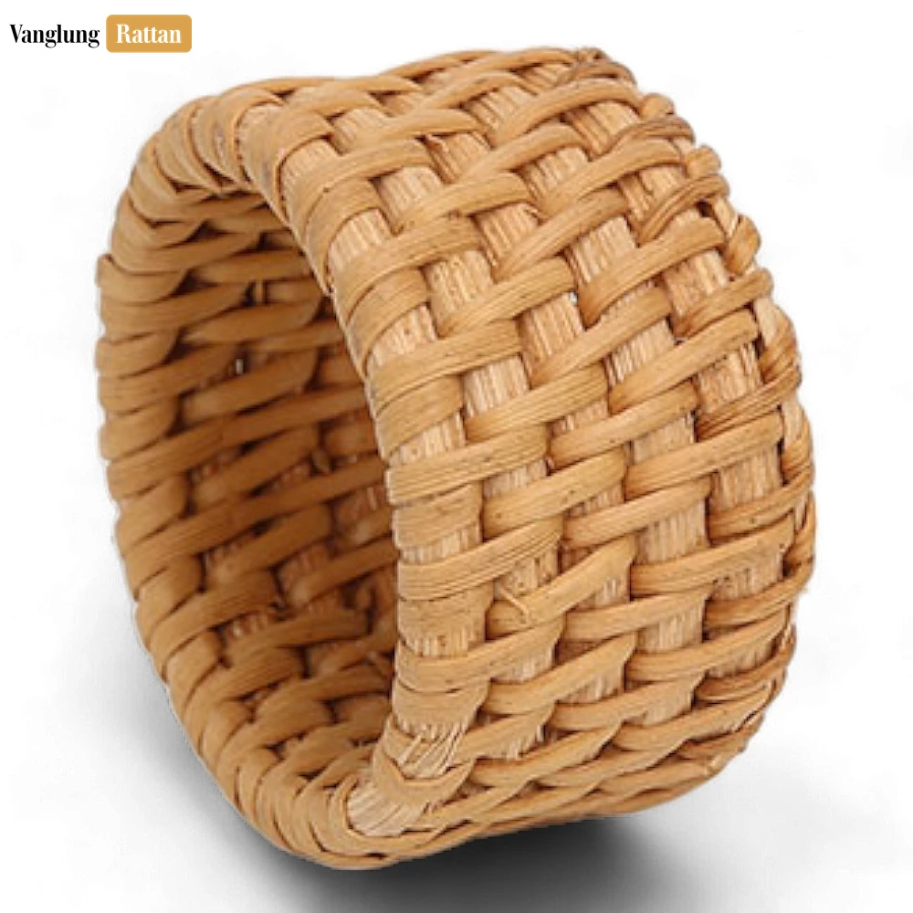 Rattan Export Handwoven Natural Basketweave Straw Rattan Napkin Ring - REX-TW011006