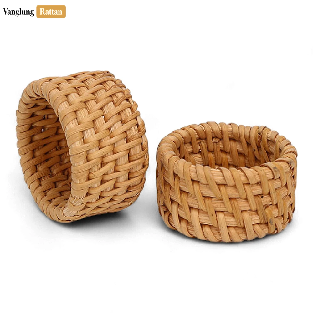 Rattan Export Handwoven Natural Basketweave Straw Rattan Napkin Ring - REX-TW011006