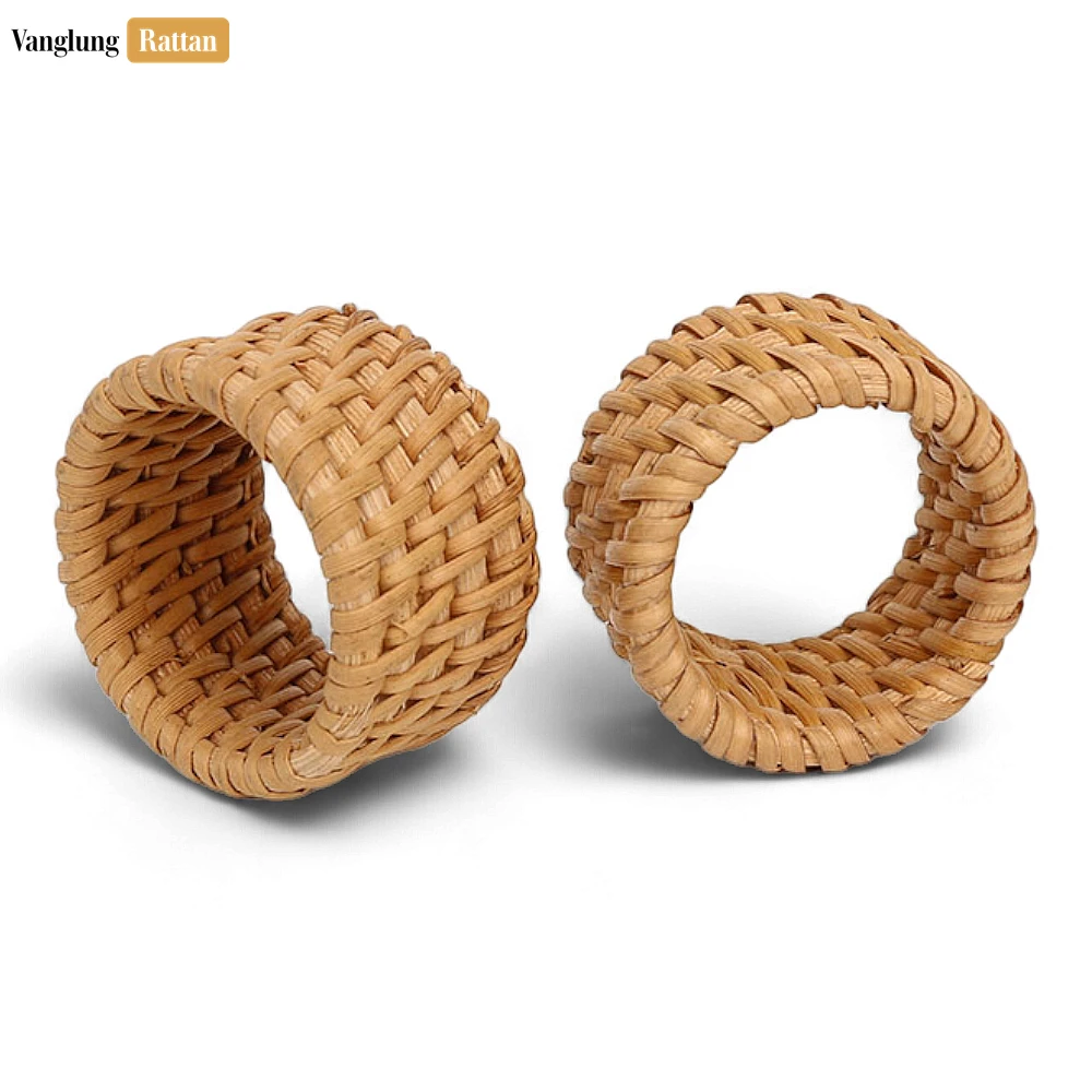 Rattan Export Handwoven Natural Basketweave Straw Rattan Napkin Ring - REX-TW011006