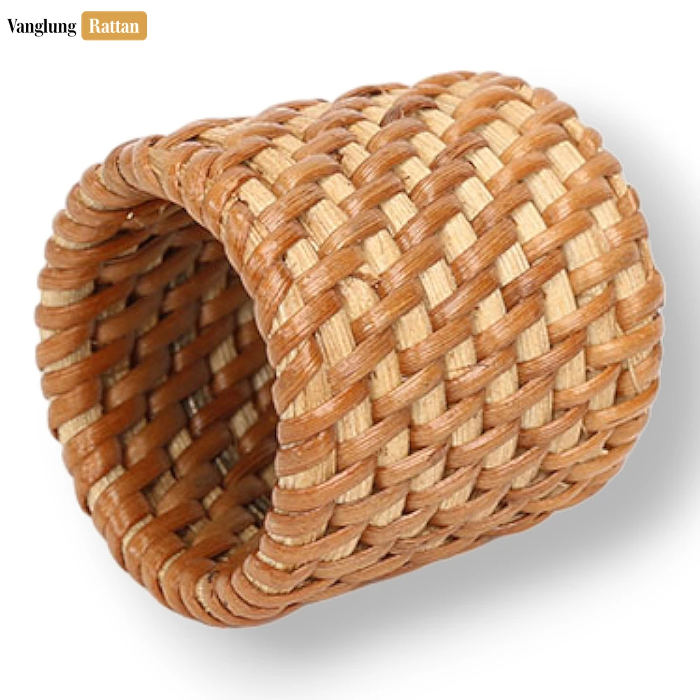 Rattan Export Handwoven Natural Rustic Wicker Straw Rattan Napkin Ring - REX-TW011003-N