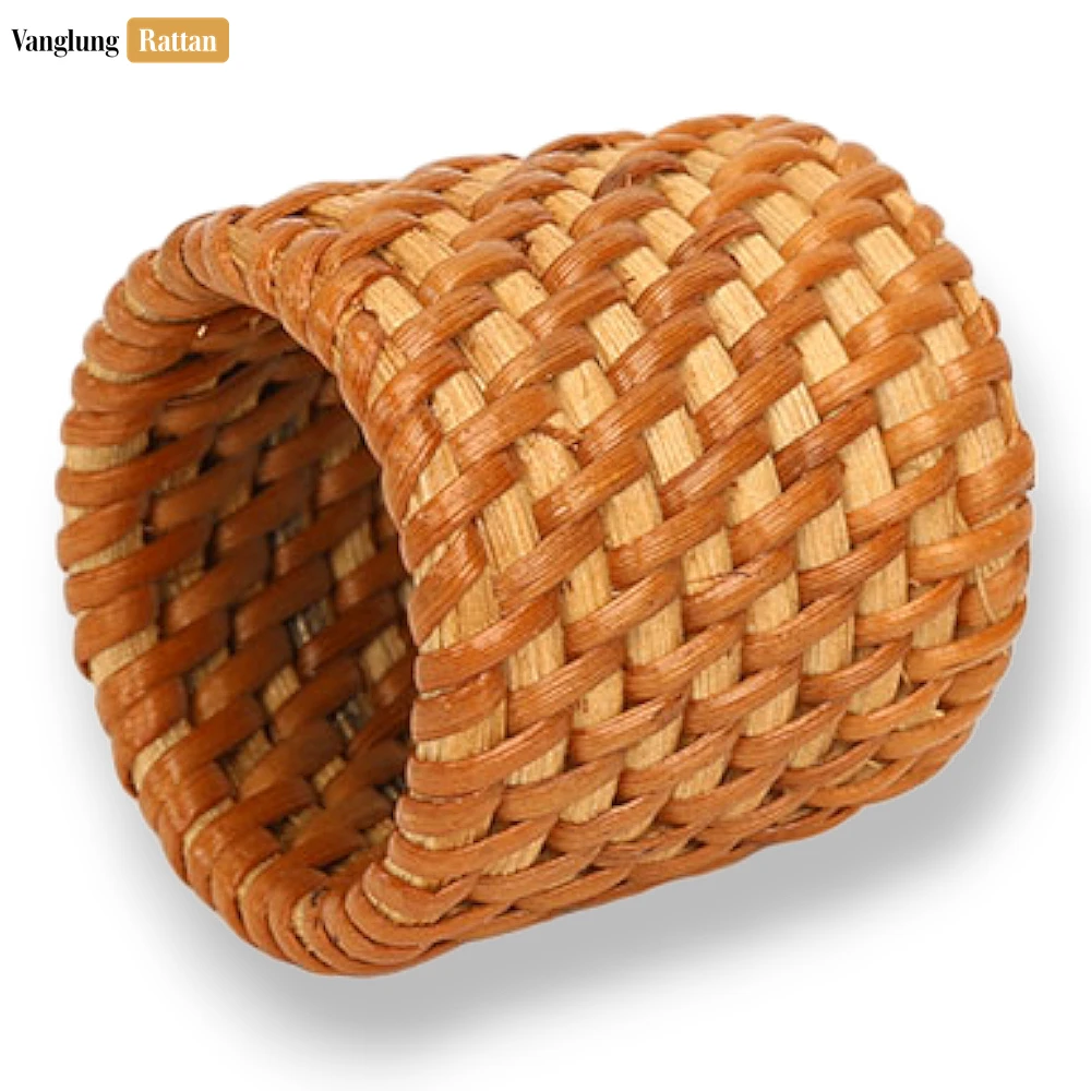 Rattan Export Handwoven Natural Rustic Wicker Straw Rattan Napkin Ring - REX-TW011003-N