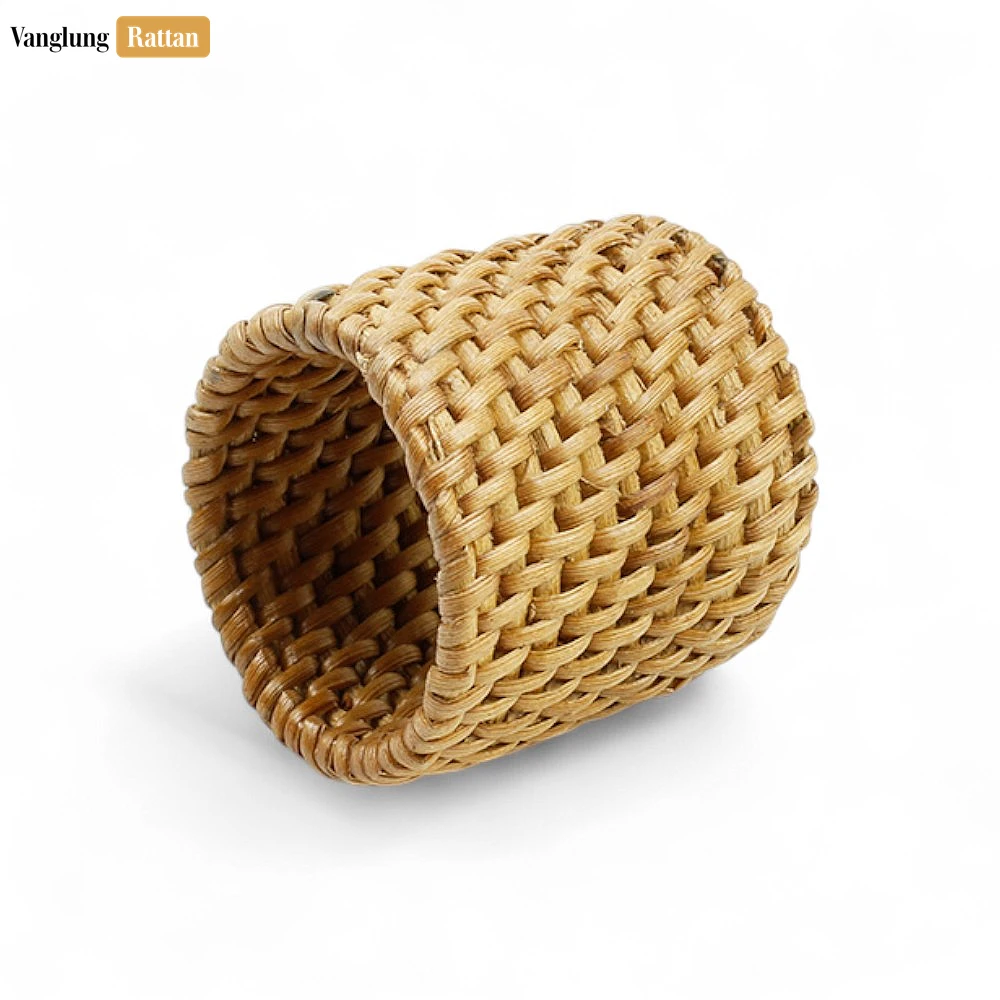 Rattan Export Handwoven Light Brown Rustic Wicker Straw Rattan Napkin Ring - REX-TW011003-LB