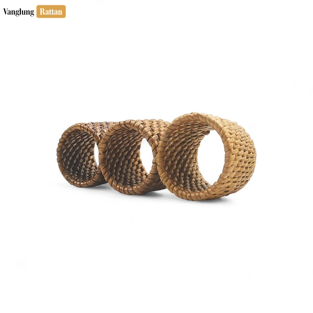 Rattan Export Handwoven Light Brown Rustic Wicker Straw Rattan Napkin Ring - REX-TW011003-LB