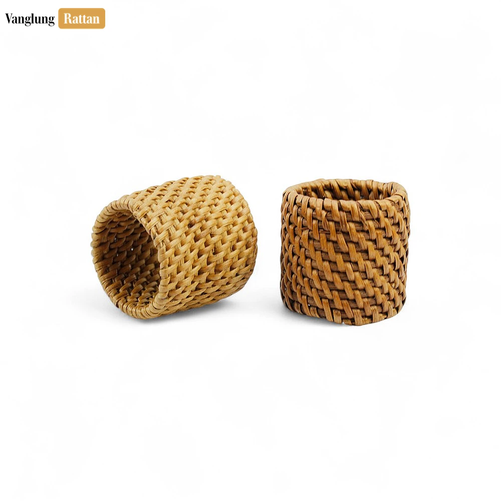 Rattan Export Handwoven Light Brown Rustic Wicker Straw Rattan Napkin Ring - REX-TW011003-LB