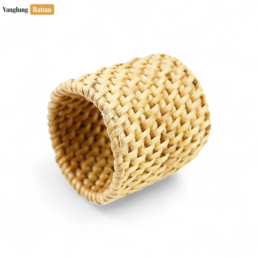 Rattan Export Handwoven Gray Rustic Wicker Straw Rattan Napkin Ring - REX-TW011003-GRA