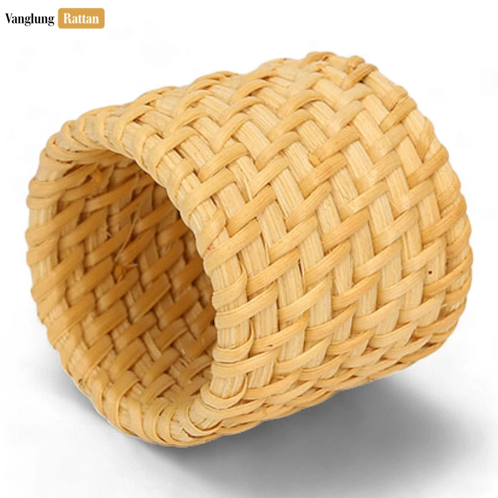 Rattan Export Handwoven Gray Rustic Wicker Straw Rattan Napkin Ring - REX-TW011003-GRA