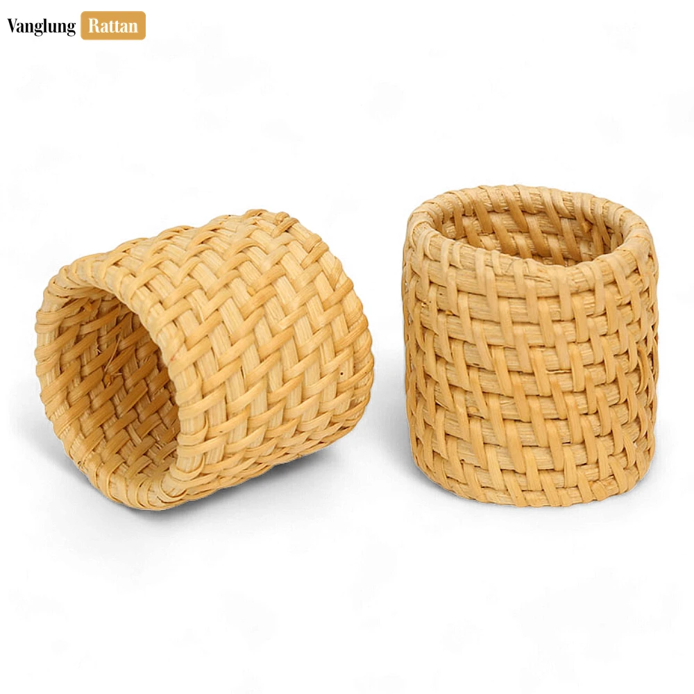Rattan Export Handwoven Gray Rustic Wicker Straw Rattan Napkin Ring - REX-TW011003-GRA