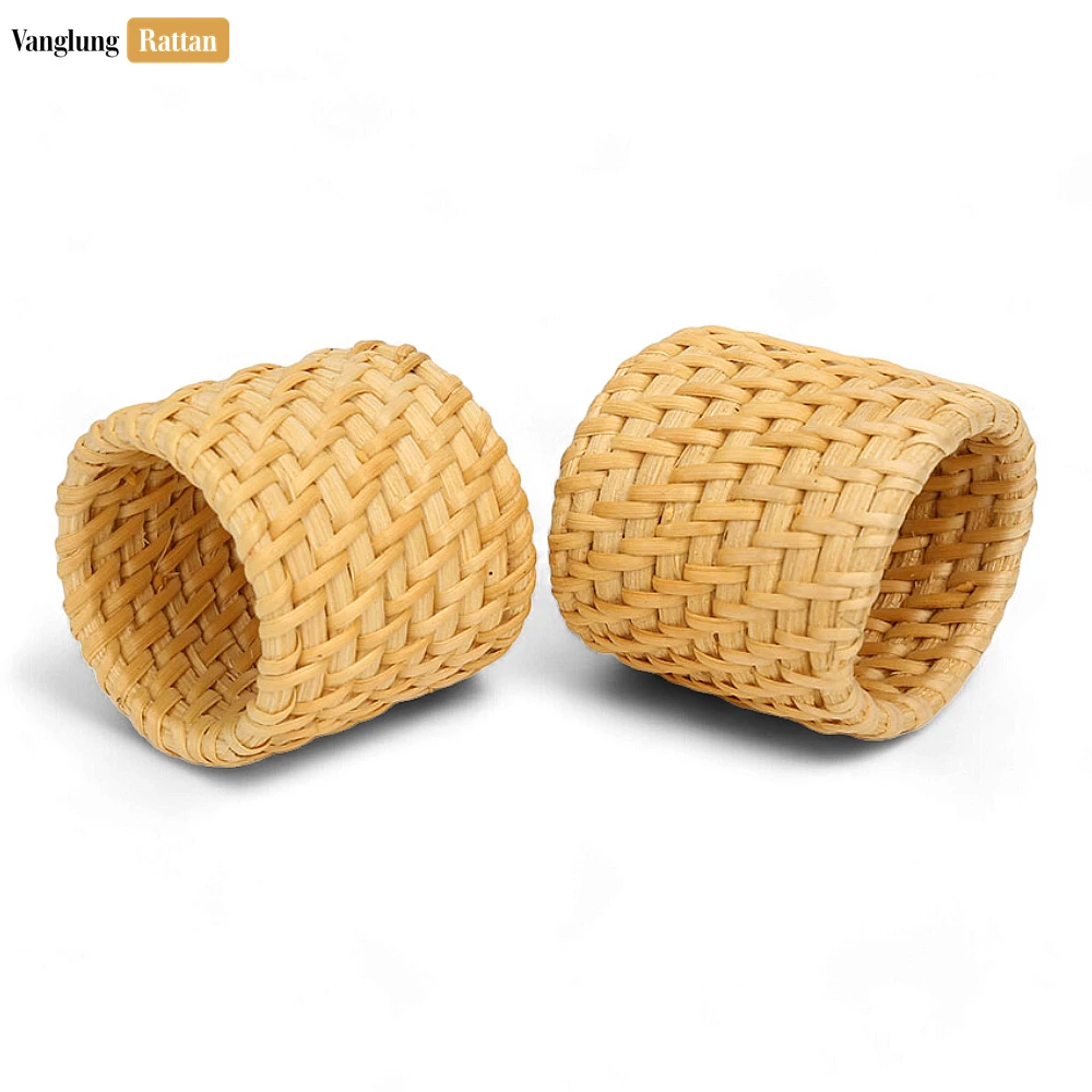 Rattan Export Handwoven Gray Rustic Wicker Straw Rattan Napkin Ring - REX-TW011003-GRA