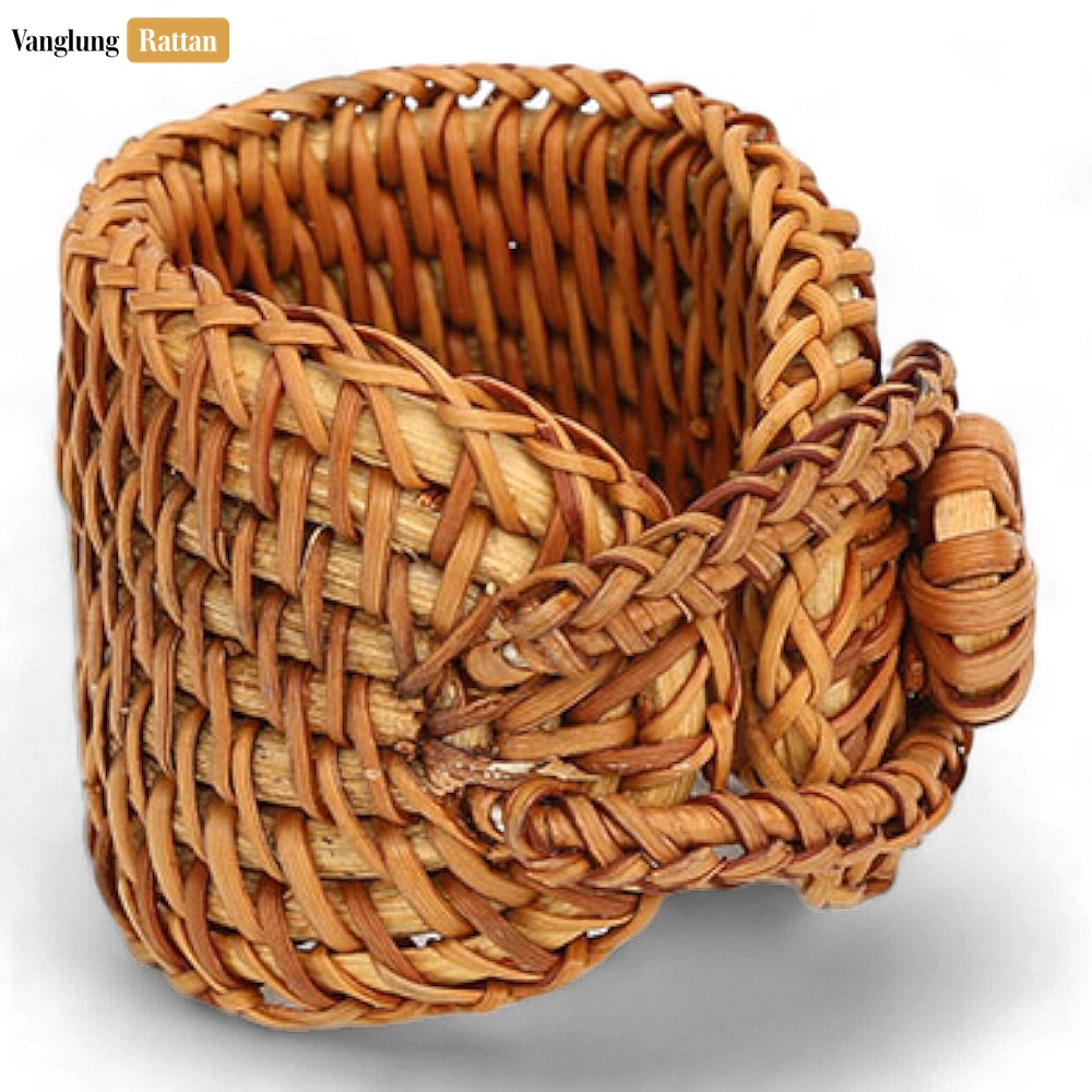 Rattan Export Handwoven Floral Rosette Straw Rattan Napkin Ring - REX-TW011001