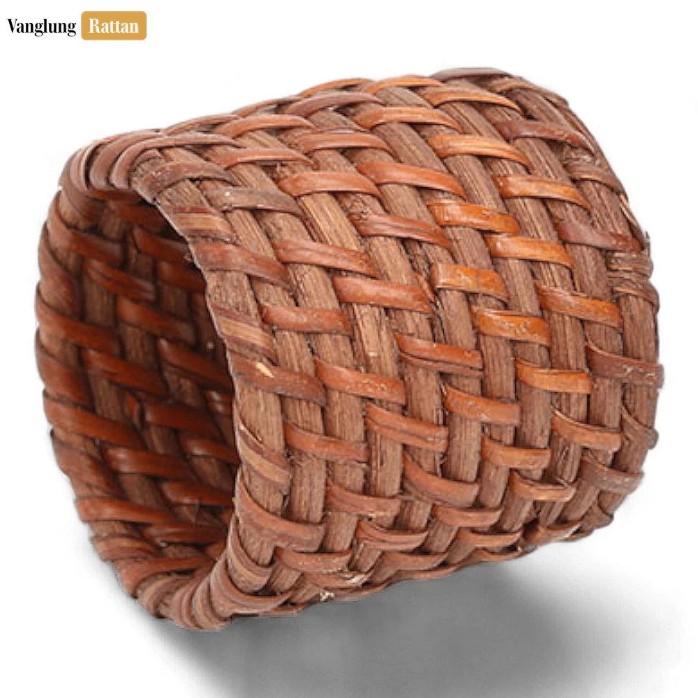 Rattan Export Red Brown Handmade Rustic Basketweave Full Rattan Napkin Ring - REX-TW021001-RB-H5