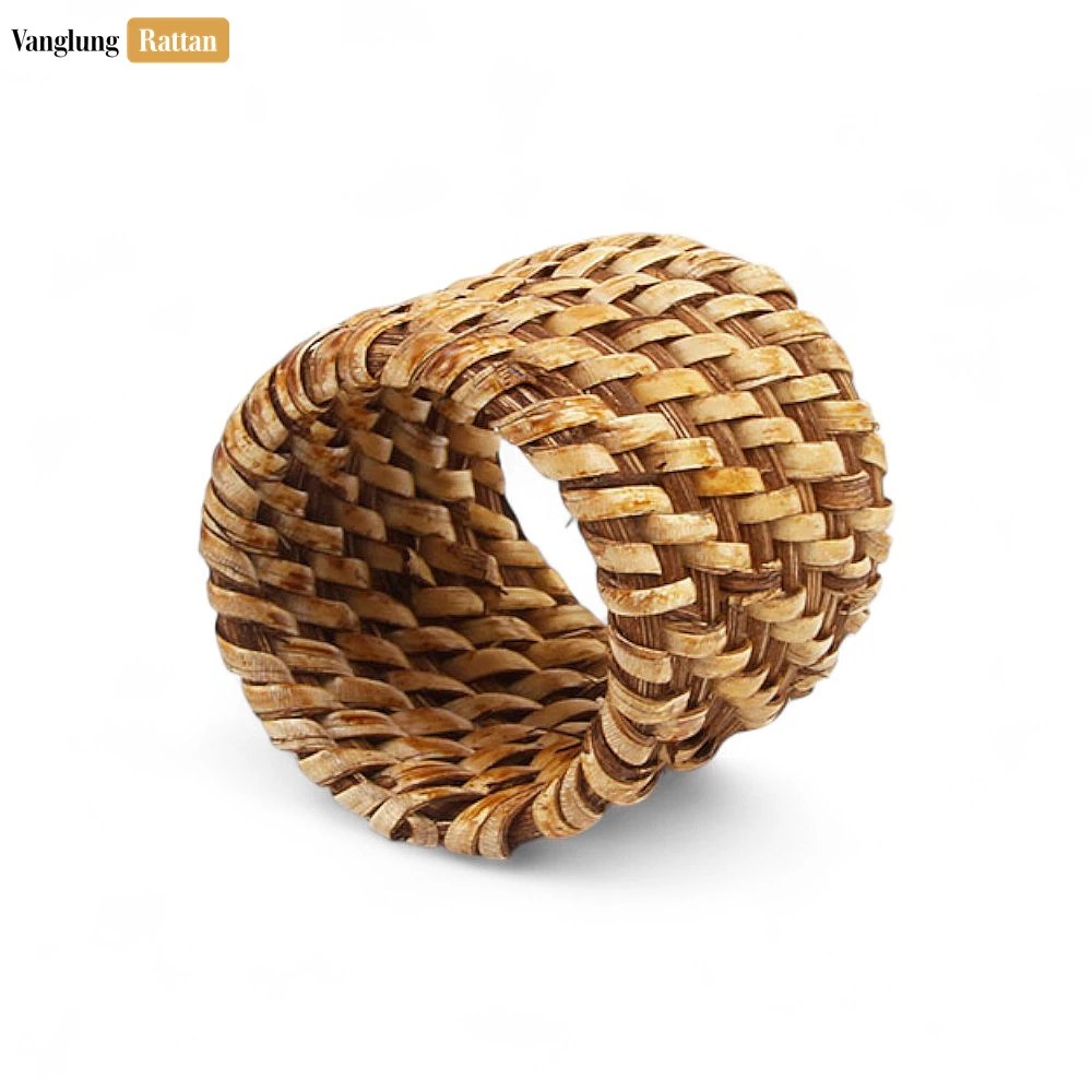 Rattan Export Dark Brown Handmade Rustic Basketweave Full Rattan Napkin Ring - REX-TW021001-DB-H5