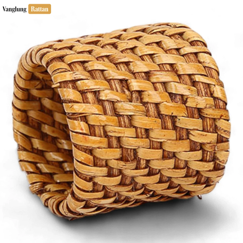Rattan Export Brown Handmade Rustic Basketweave Full Rattan Napkin Ring - REX-TW021001-B-H5