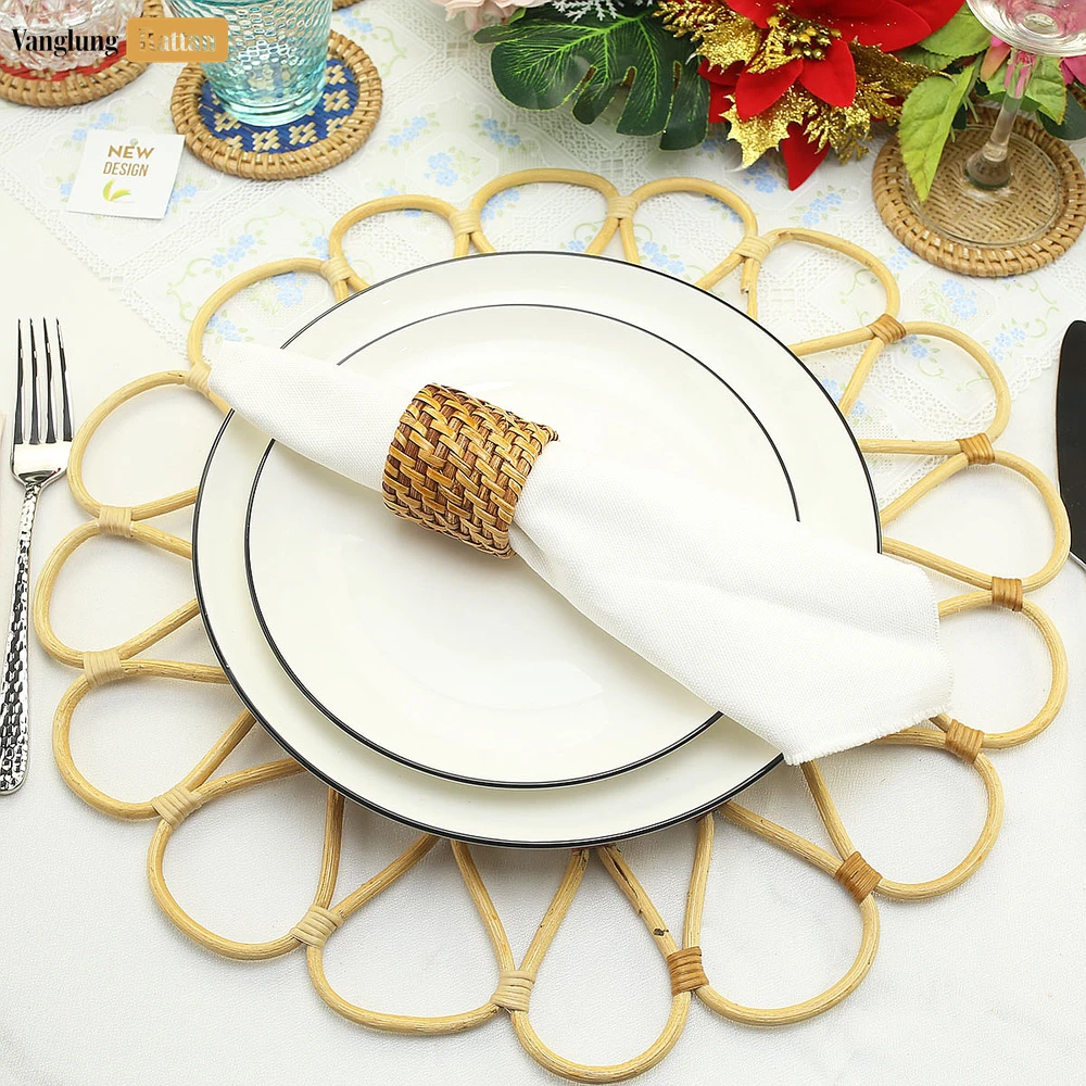 Rattan Export Brown Handmade Rustic Basketweave Full Rattan Napkin Ring - REX-TW021001-B-H5