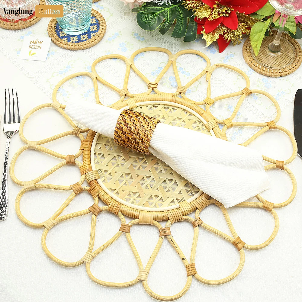 Rattan Export Brown Handmade Rustic Basketweave Full Rattan Napkin Ring - REX-TW021001-B-H5