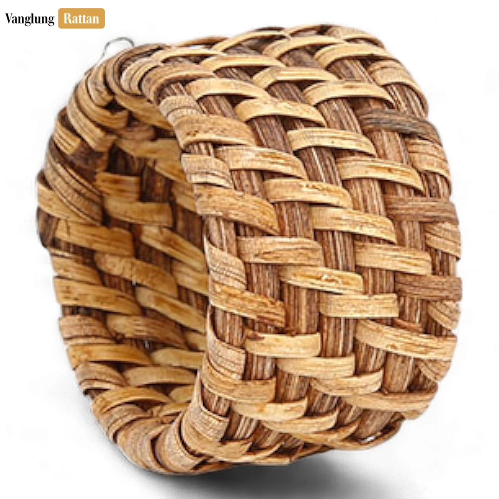 Rattan Export Brown Handmade Rustic Basketweave Full Rattan Napkin Ring - REX-TW021001-B