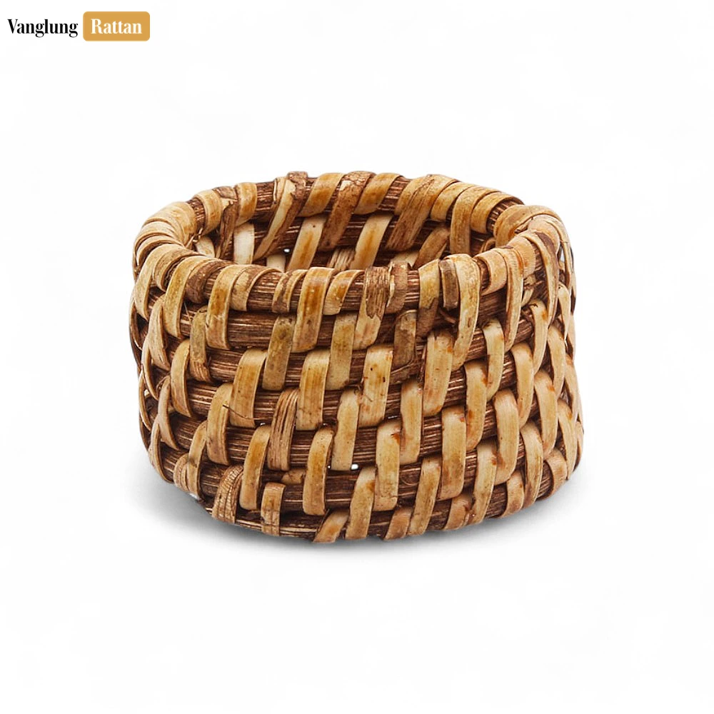 Rattan Export Brown Handmade Rustic Basketweave Full Rattan Napkin Ring - REX-TW021001-B