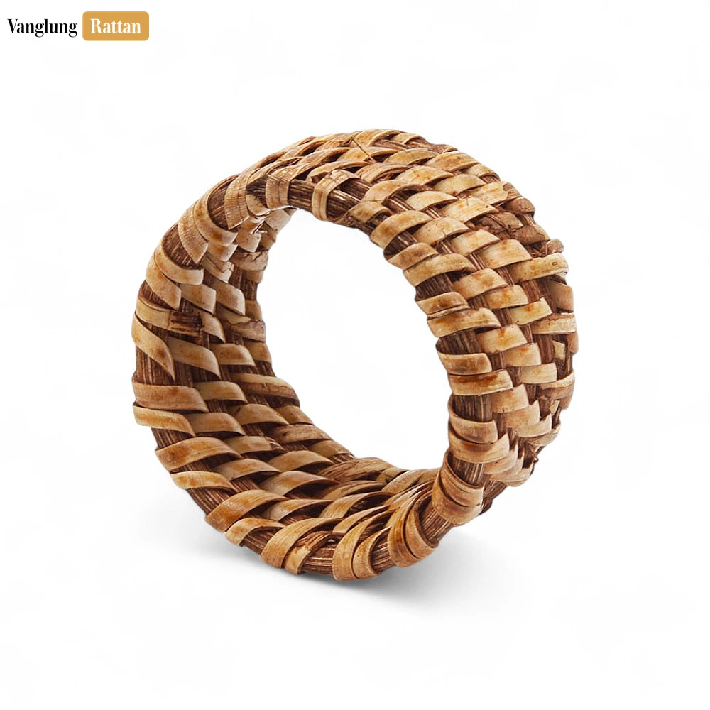 Rattan Export Brown Handmade Rustic Basketweave Full Rattan Napkin Ring - REX-TW021001-B