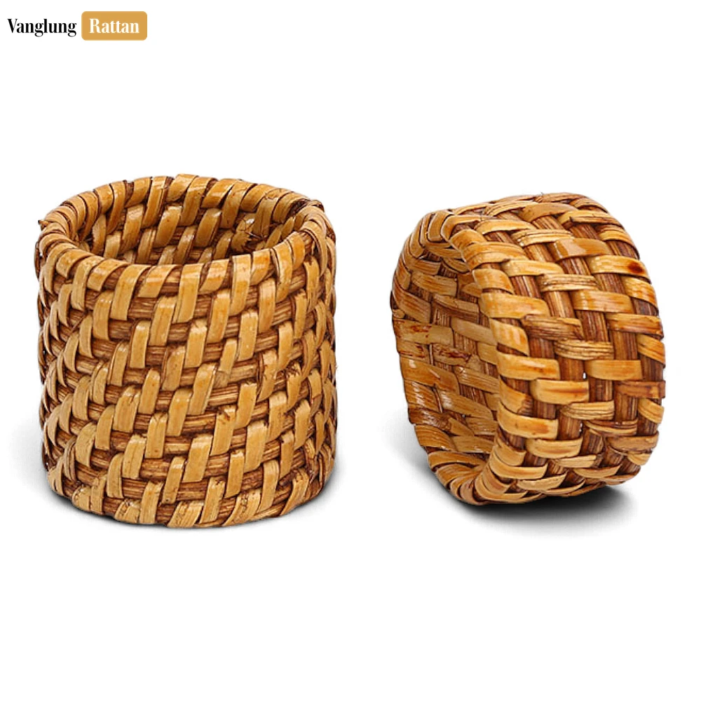 Rattan Export Brown Handmade Rustic Basketweave Full Rattan Napkin Ring - REX-TW021001-B
