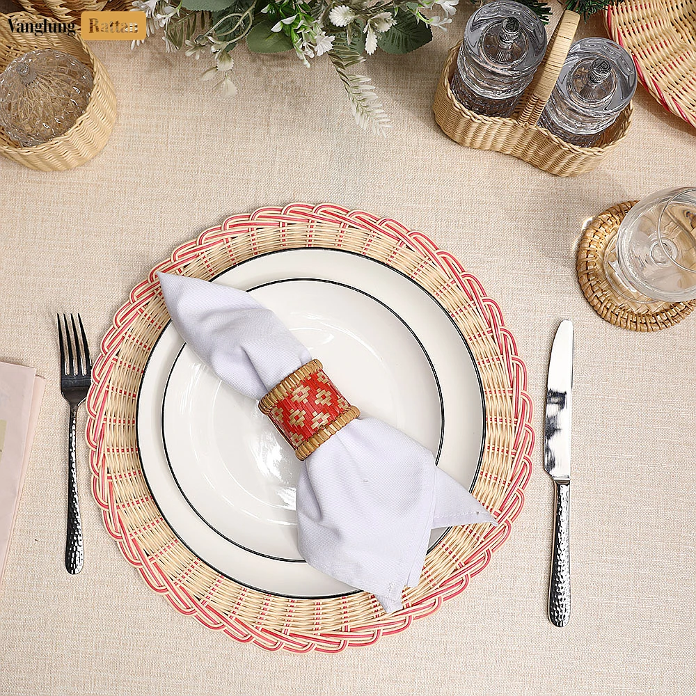 Rattan Export Coastal Red Handwoven Napkin Ring - REX-TW031001-R
