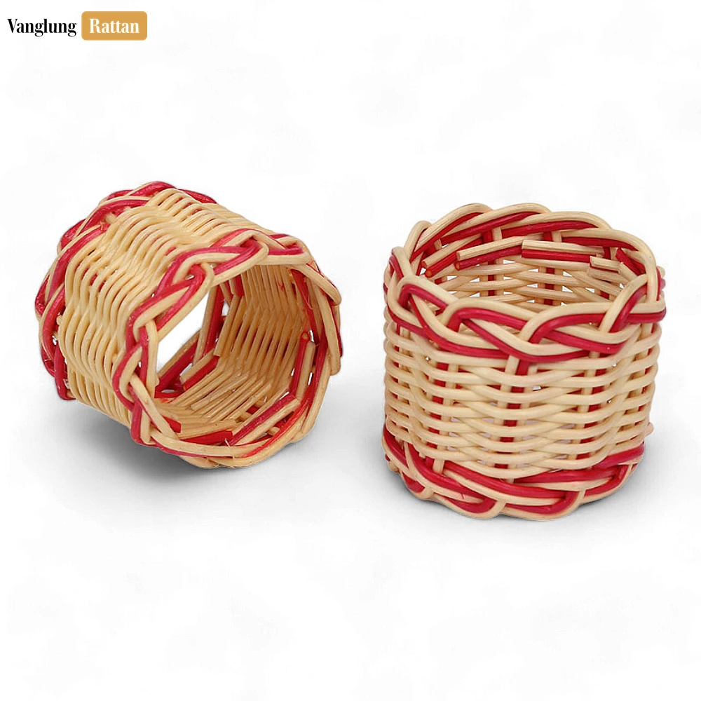 Rattan Export Coastal Red Handwoven Napkin Ring - REX-TW031001-R