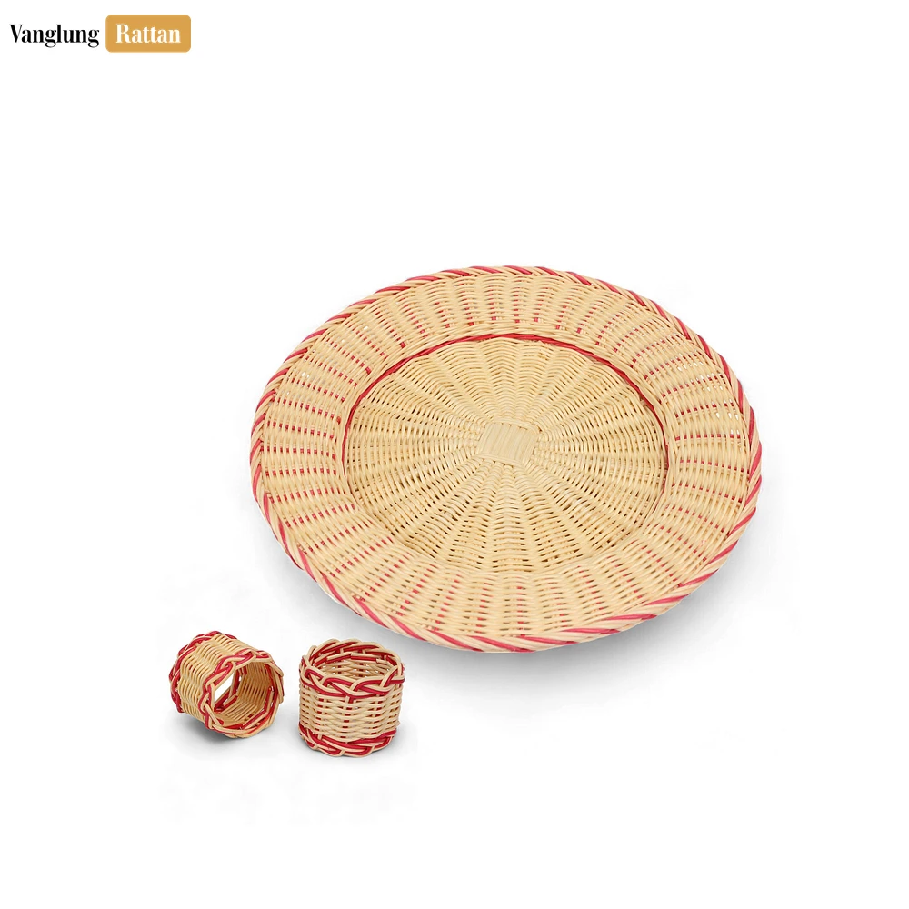 Rattan Export Coastal Red Handwoven Napkin Ring - REX-TW031001-R