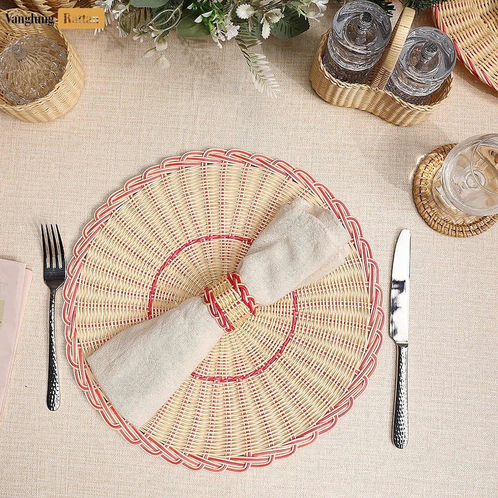Rattan Export Coastal Red Handwoven Napkin Ring - REX-TW031001-R