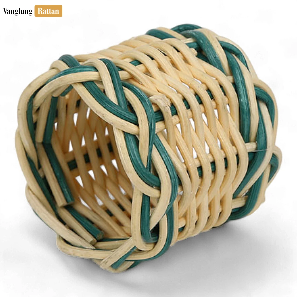 Rattan Export Coastal Green Handwoven Napkin Ring - REX-TW031001-G