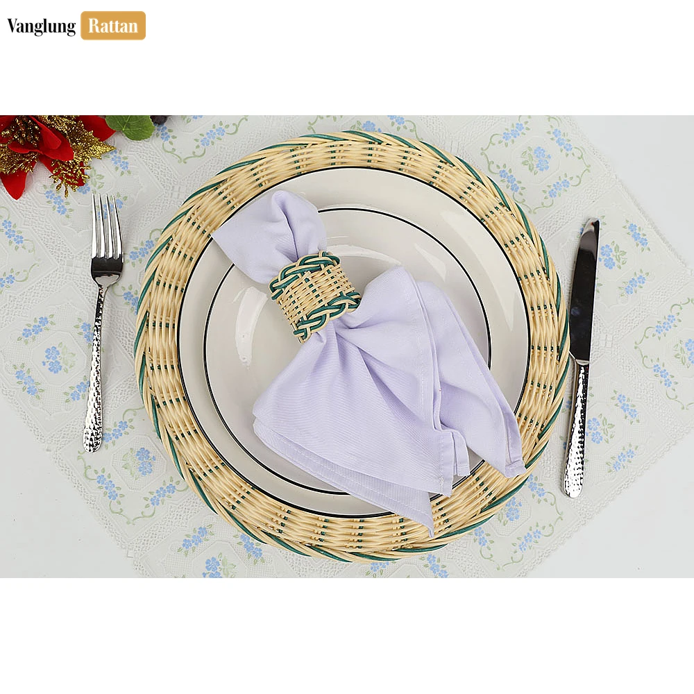 Rattan Export Coastal Green Handwoven Napkin Ring - REX-TW031001-G