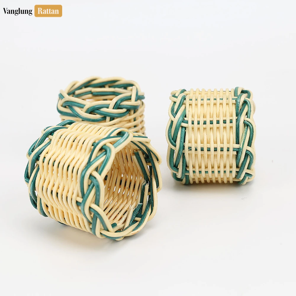 Rattan Export Coastal Green Handwoven Napkin Ring - REX-TW031001-G