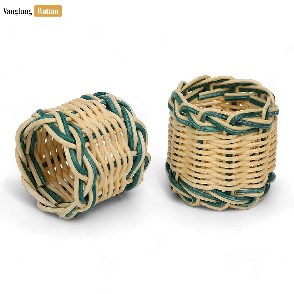 Rattan Export Coastal Green Handwoven Napkin Ring - REX-TW031001-G